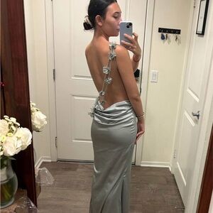 Elegant Backless Dress in Silver